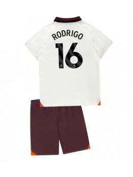 Otroški Nogometna dresi replika Manchester City Rodri Hernandez #16 Gostujoči 2023-24 Kratek rokav (+ hlače)